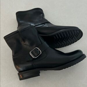 Black Leather Ankle Boots with Buckle NWOT!